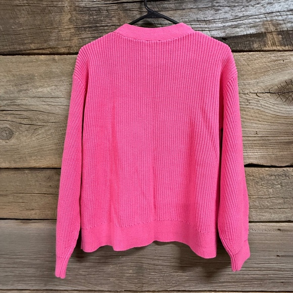 Talbots Raspberry vneck button front cardigan, Med - Picture 5 of 5